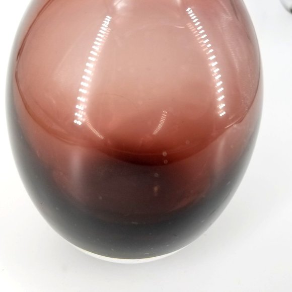 Purple Amethyst Hand Blown Art Glass Bud Vase Clear Bottom 4.50" x 2.75" MCM - Picture 7 of 10